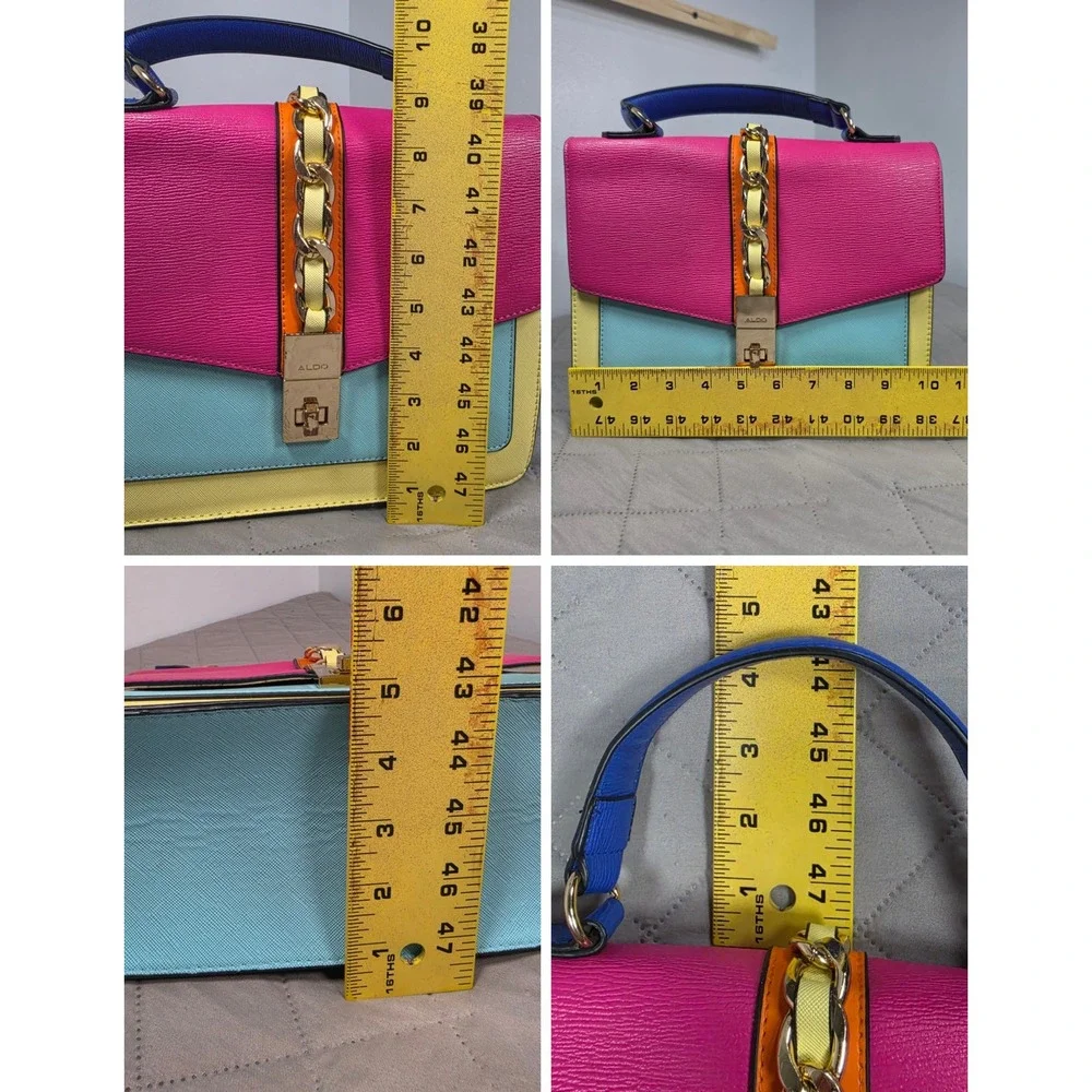Colorblock Statement Satchel Pink Blue Yellow Gold Chain Women's ALDO